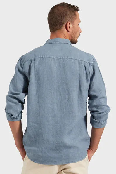 Hampton L/S Linen Shirt Harbour Blue - One Palm Studio