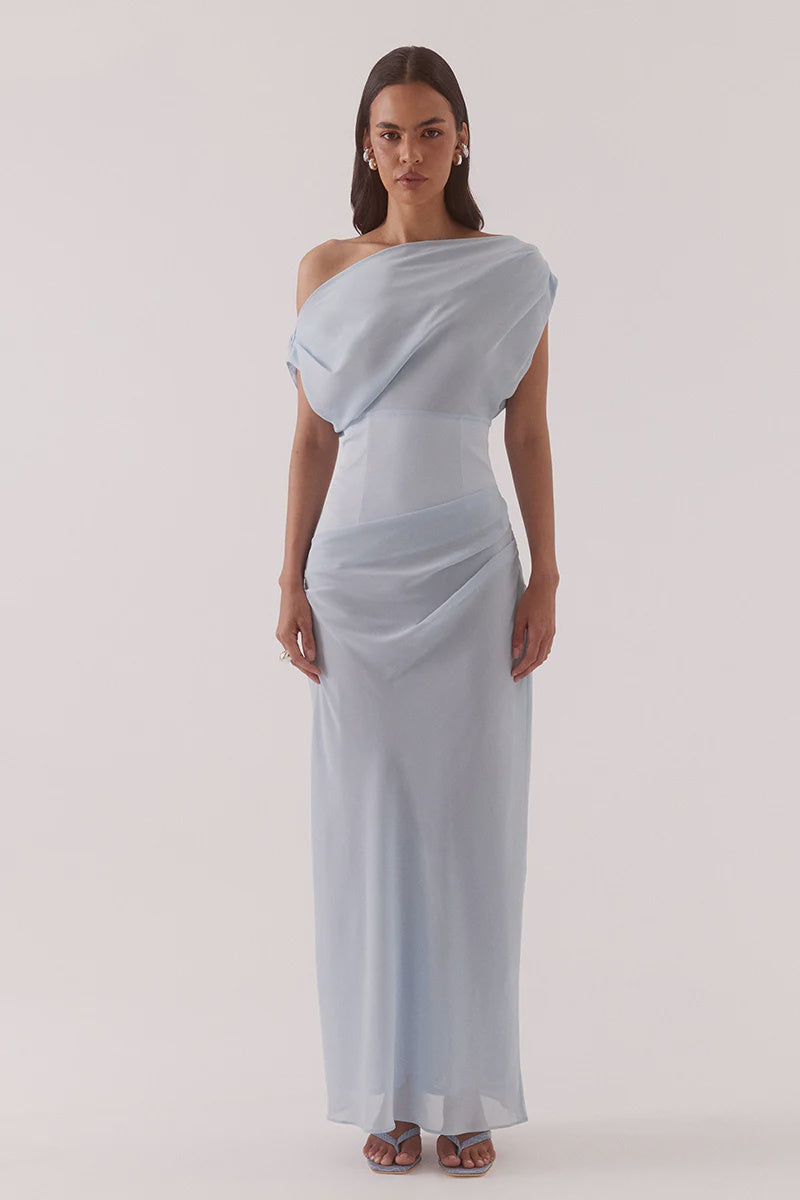 ADA OFF SHOULDER DRESS - WHISPER BLUE – One Palm Studio