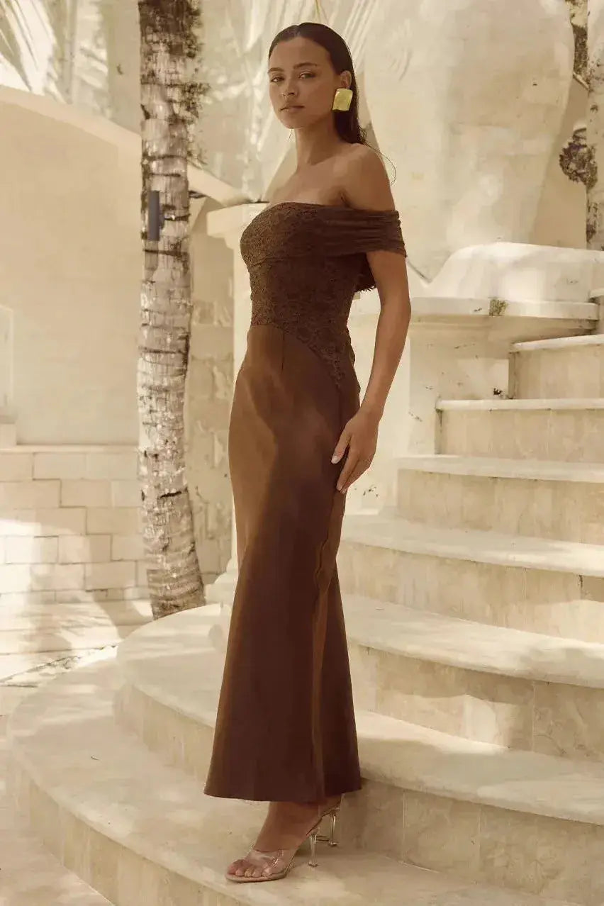 Amoret Midi Dress Espresso – One Palm Studio - Main Image