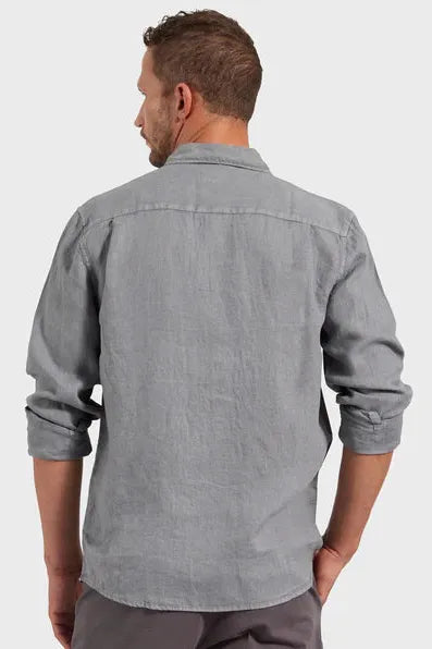 Hampton Linen Shirt Gunsmoke MENS - One Palm Studio
