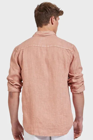 Hampton Linen Shirt MENS Peachy beige - One Palm Studio