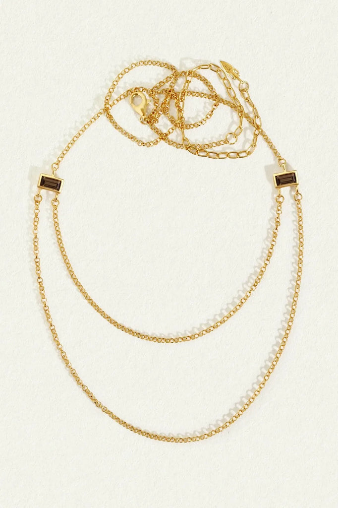 HERMES NECKLACE SMOKY QUARTZ GOLD - One Palm Studio