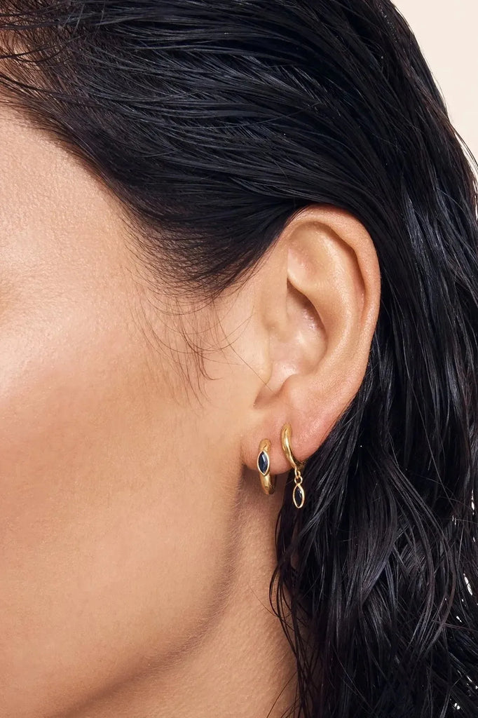 Chrysalis Earrings Sapphire Gold - One Palm Studio