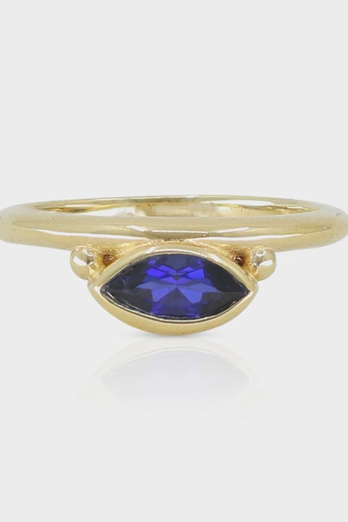 Nyra Marquise Sapphire Gold Stacker - One Palm Studio