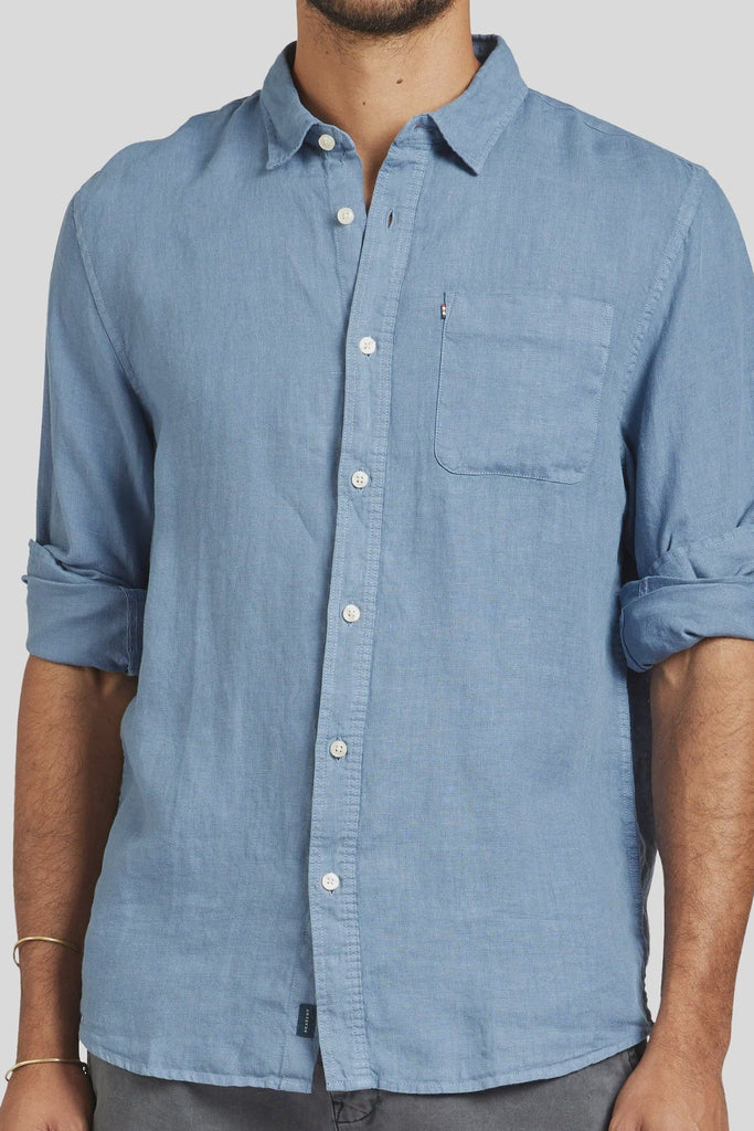 Hampton L/S Linen Shirt Blue Horizon - One Palm Studio