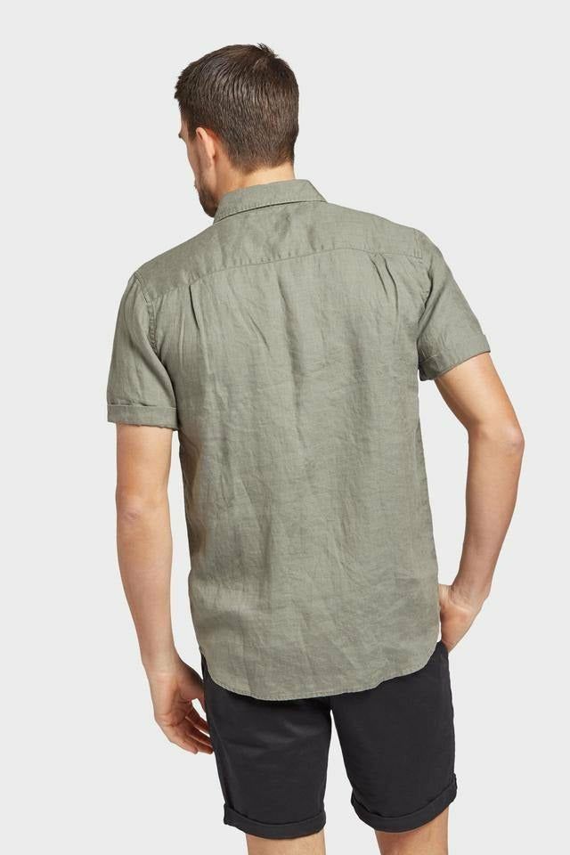 Hampton S/S Linen Shirt Olive - One Palm Studio
