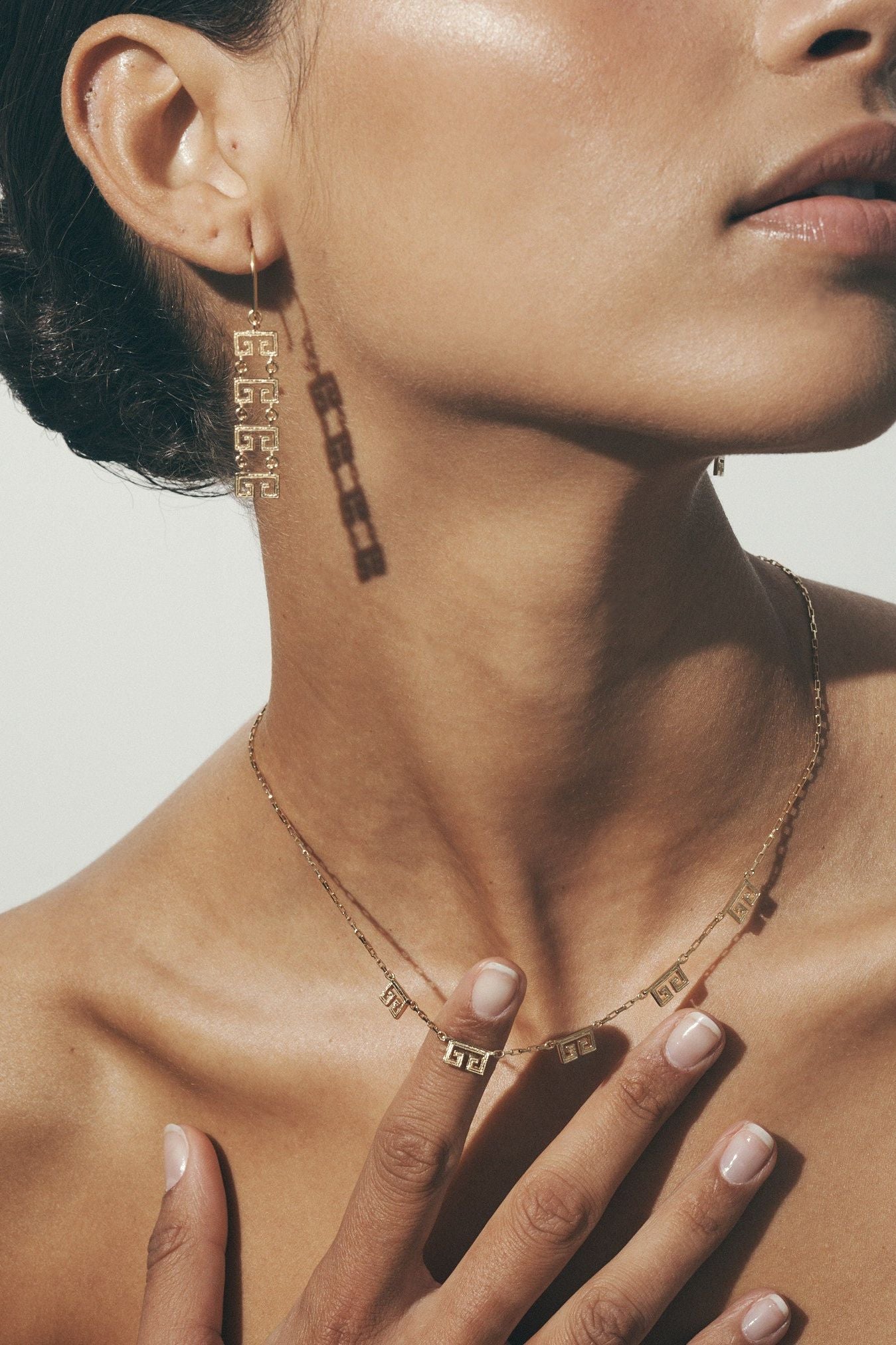 Macy's Women's Diamond Accent Greek Key Necklace | Hawthorn Mall