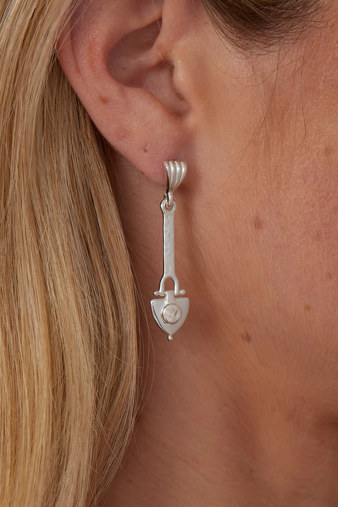 Anchor of my Heart Silver Moonstone Studs - One Palm Studio