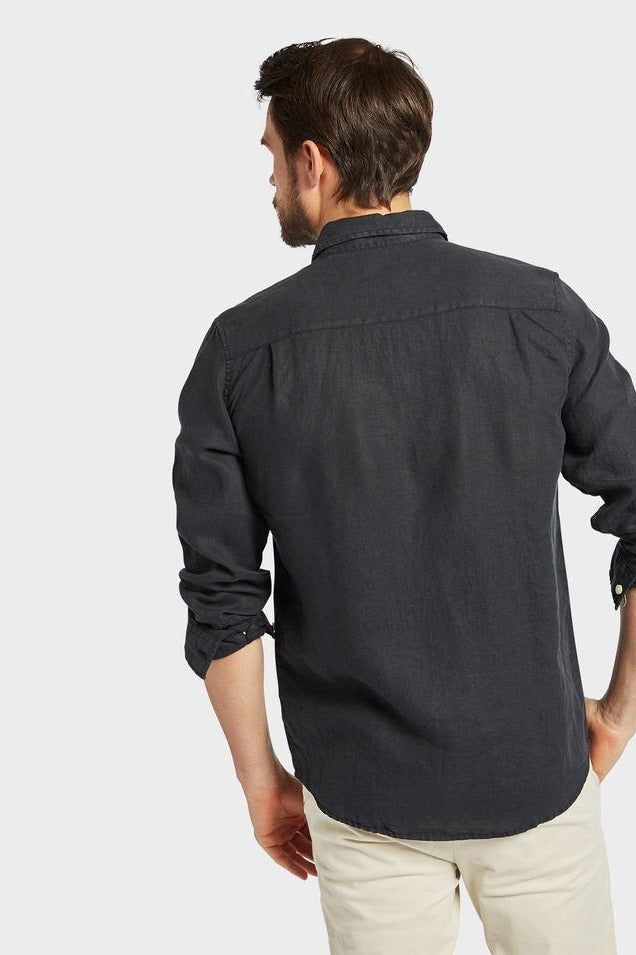 Hampton Linen Shirt Black - One Palm Studio