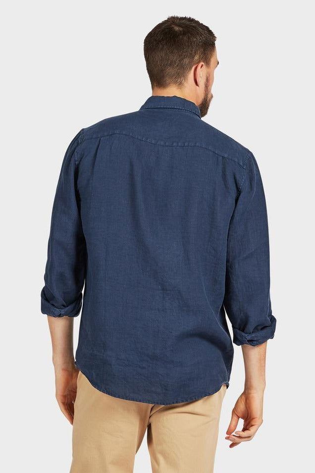 Hampton Linen Shirt Navy - One Palm Studio