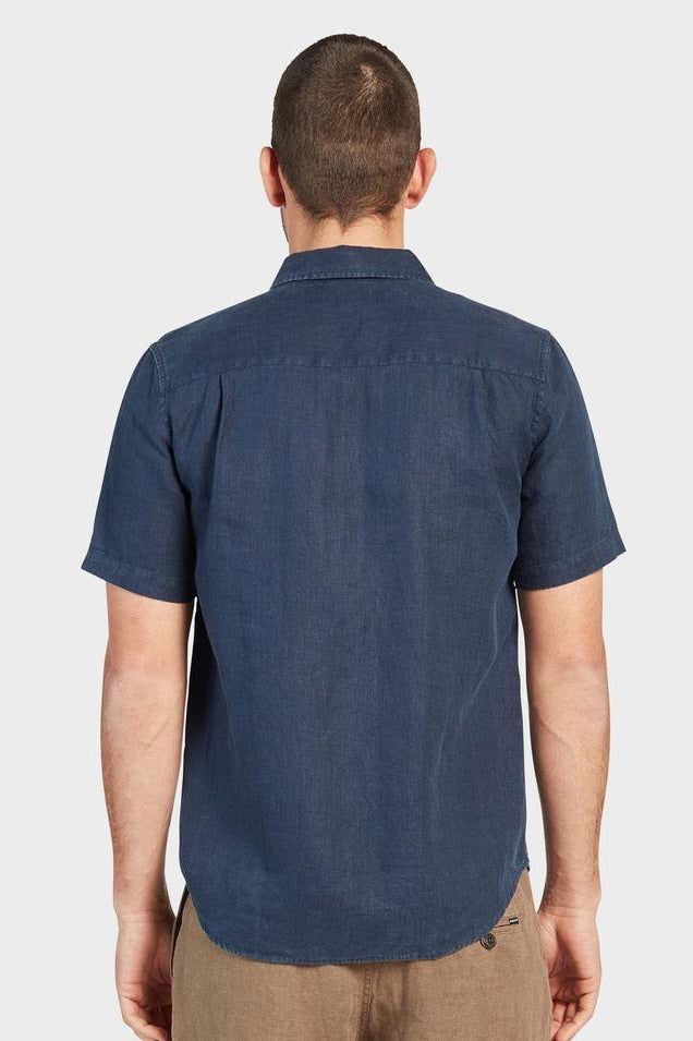 Hampton Linen S/S Shirt Navy - One Palm Studio