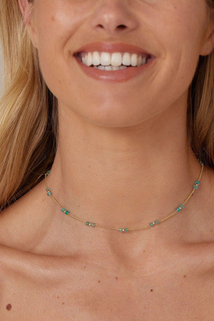 Beaded Apatite Gold Necklace - One Palm Studio