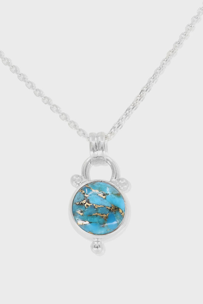 Delphi Copper Turquoise Silver Necklace - One Palm Studio