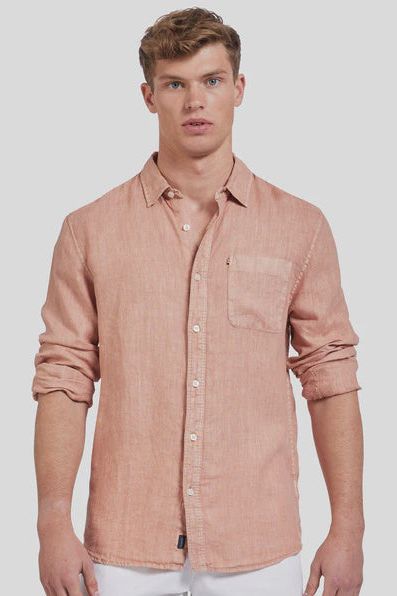 Hampton Linen Shirt MENS Peachy beige - One Palm Studio