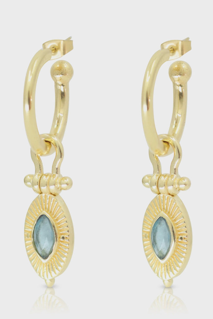 Radiance Apatite Gold Hoops - One Palm Studio