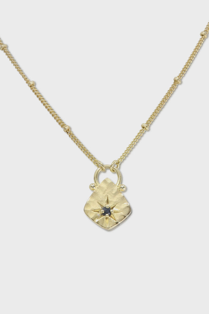 Sapphire Star Hammered Gold Necklace - One Palm Studio