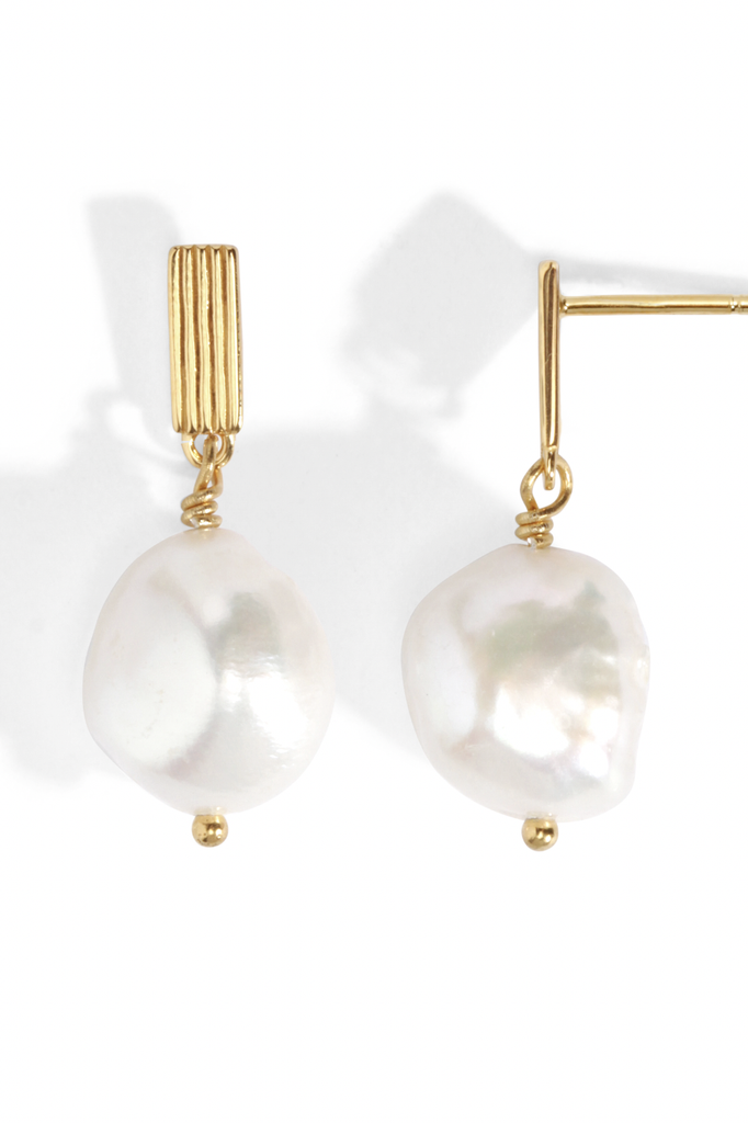 Baroque Pearl Earrings Gold - One Palm Studio