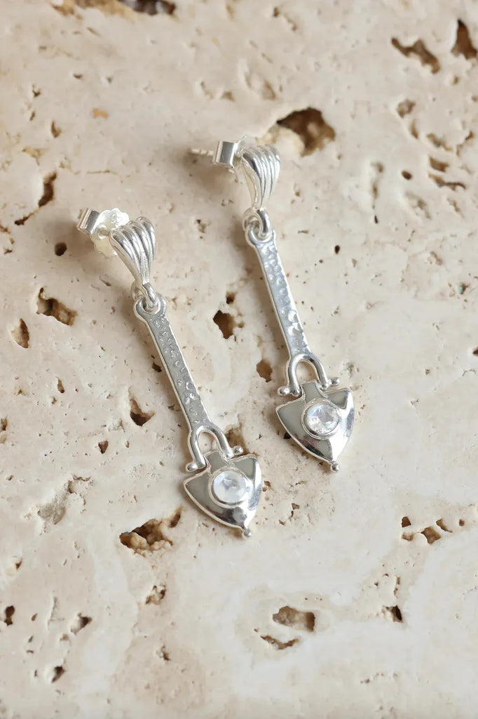Anchor of my Heart Silver Moonstone Studs - One Palm Studio