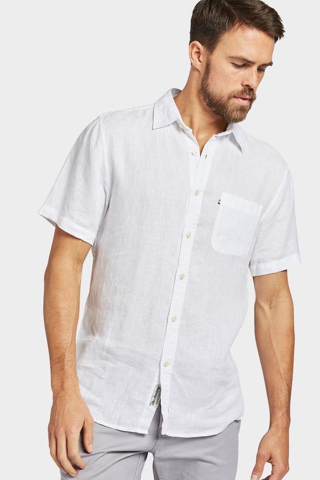 Hampton Linen  S/S Shirt White - One Palm Studio