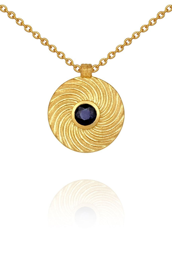 Shine Necklace Gold Sapphire - One Palm Studio